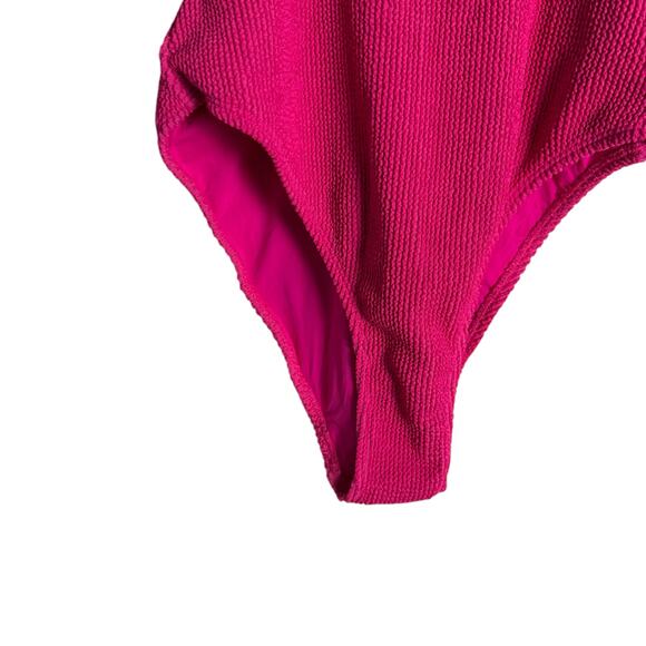 Good American Pink Glow Crinkle Square Neck One Piece Swimsuit Size L/XL - Picture 8 of 11